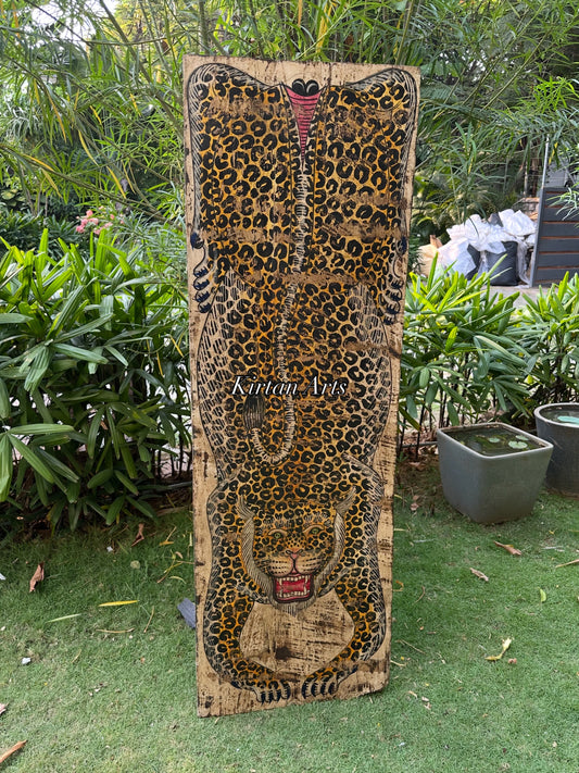 Hand-Painted Vintage Leopard Panel | Distress Finish