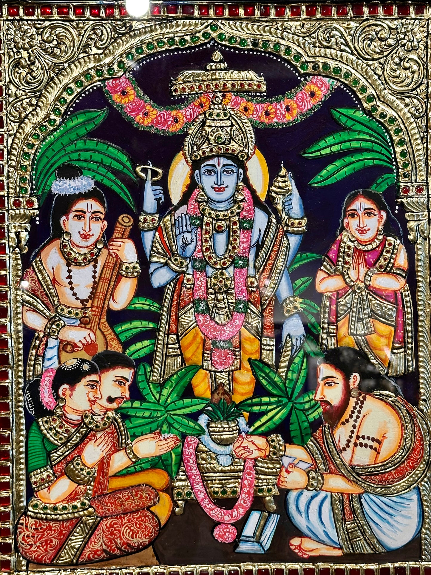 Satyanarayana Swamy Tanjore 15x18