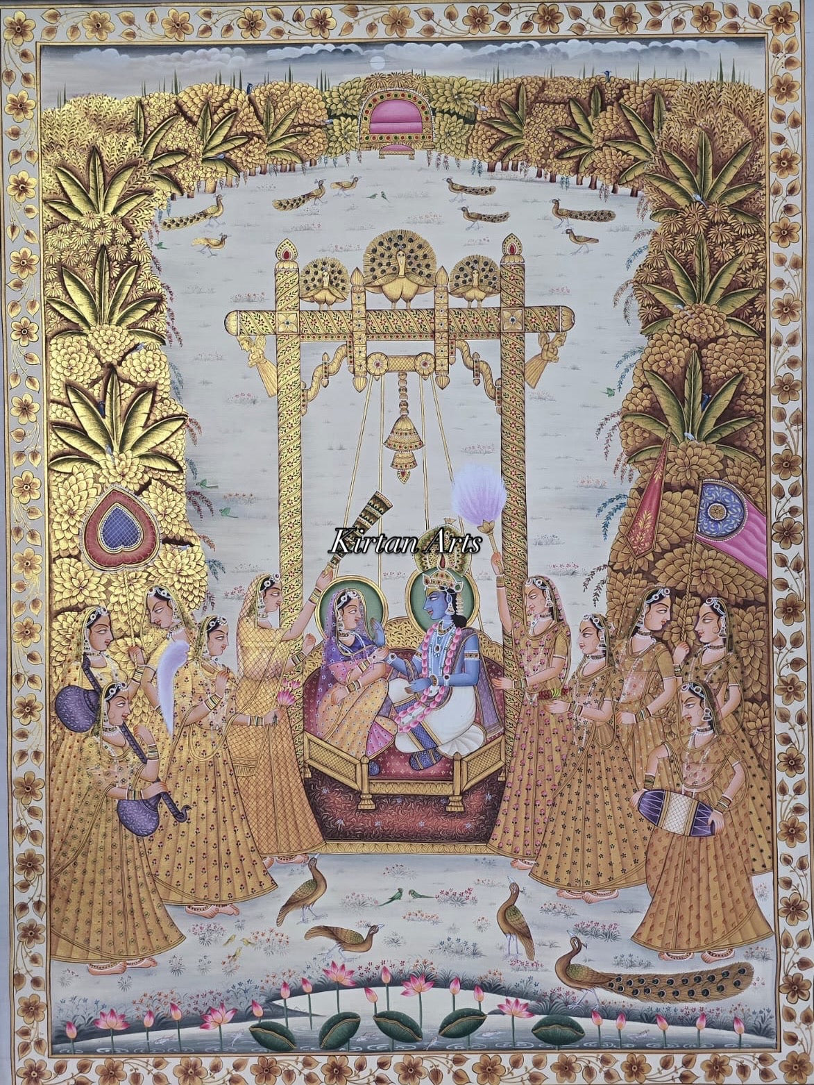 Radhakrishna Hindola Utsav Pichwai Painting | 4x3 ft