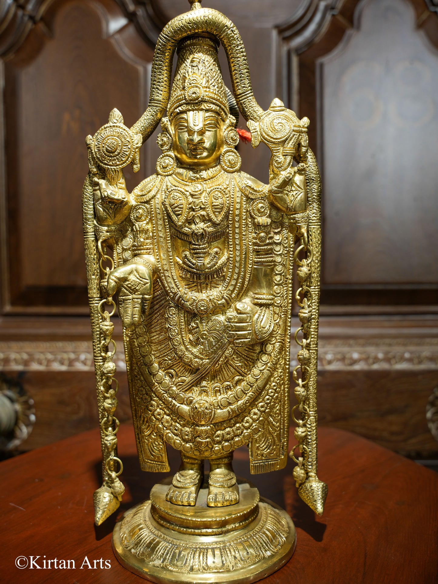 Brass Lord Venkateswara with Garland 17"