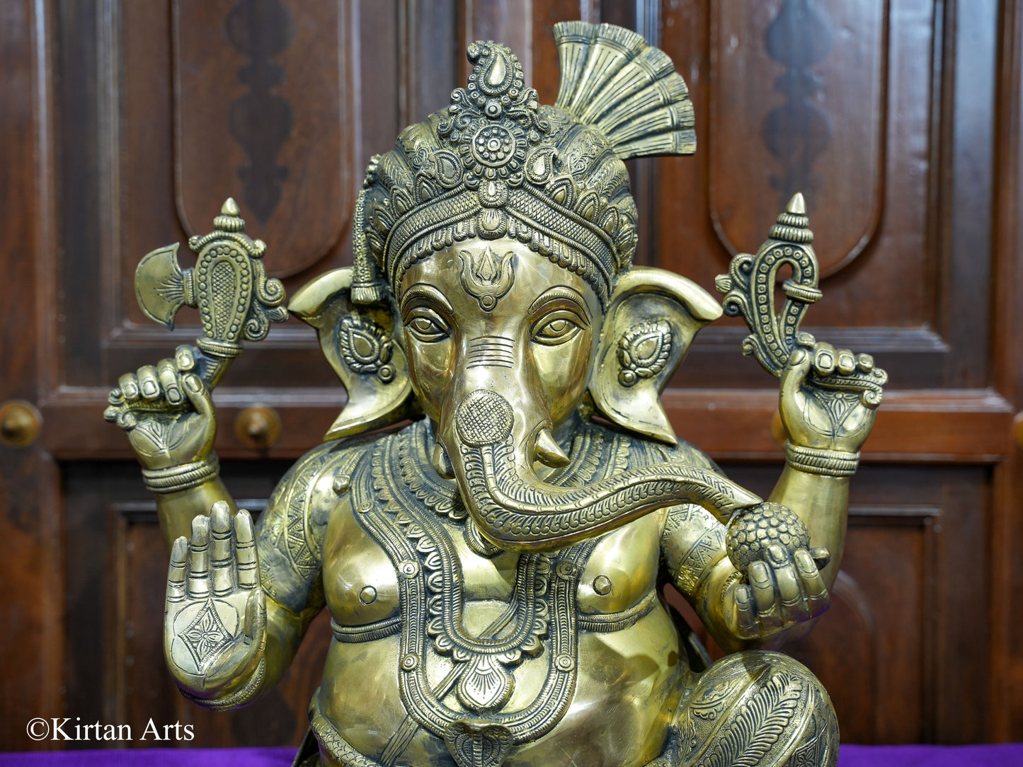 Brass Ganesha Seated Antique Finish 21"
