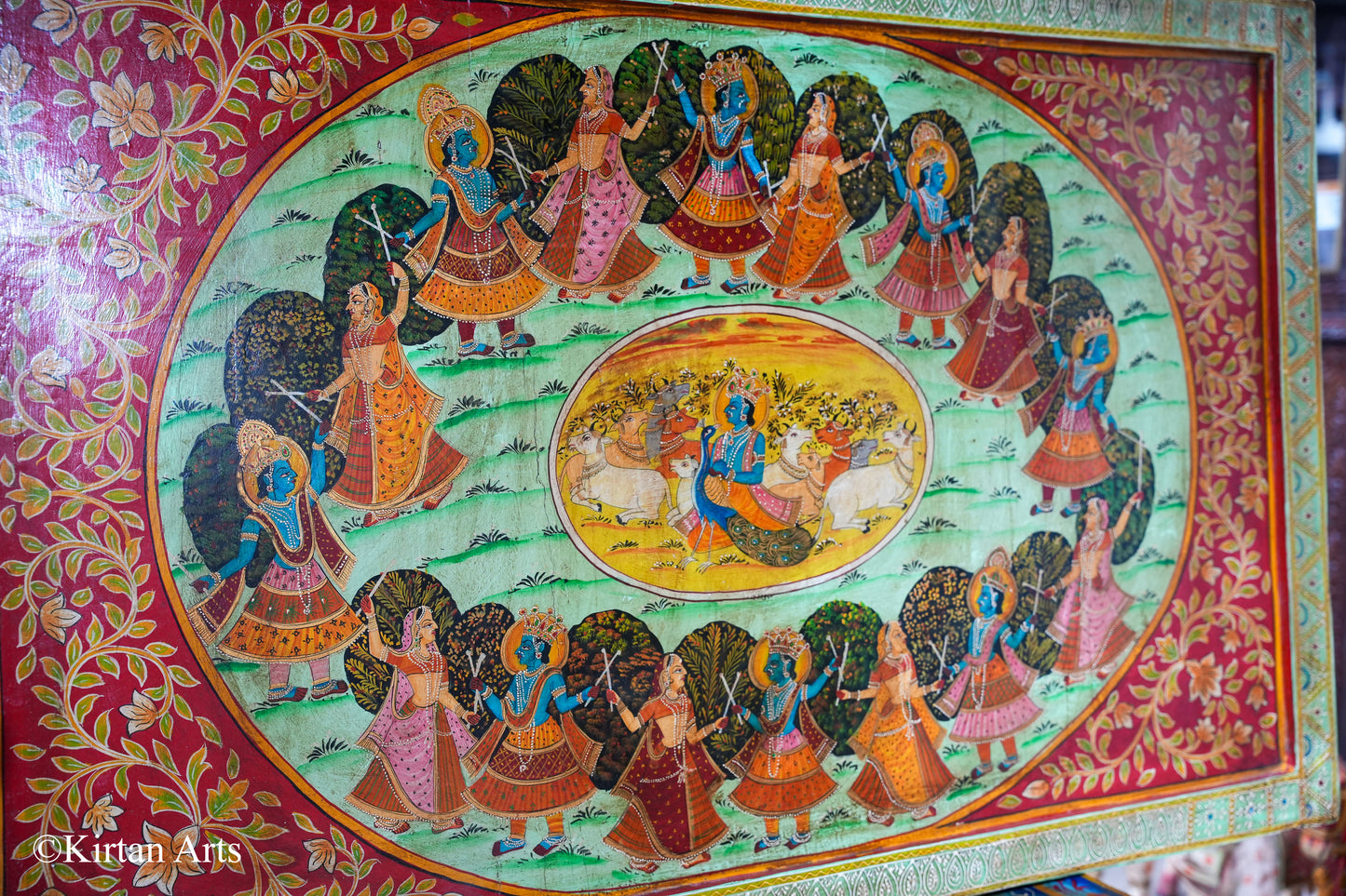 Handpainted Raslila Pichwai on Wood