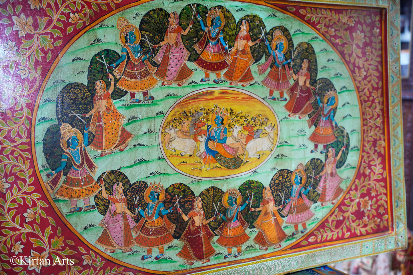 Handpainted Raslila Pichwai on Wood