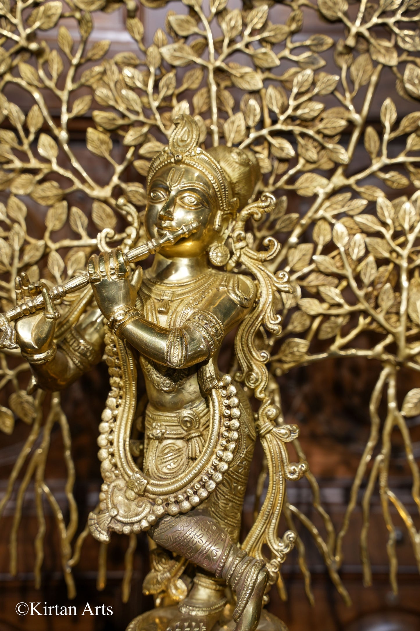 Brass Lord Krishna with Kalpavriskha tree 33"