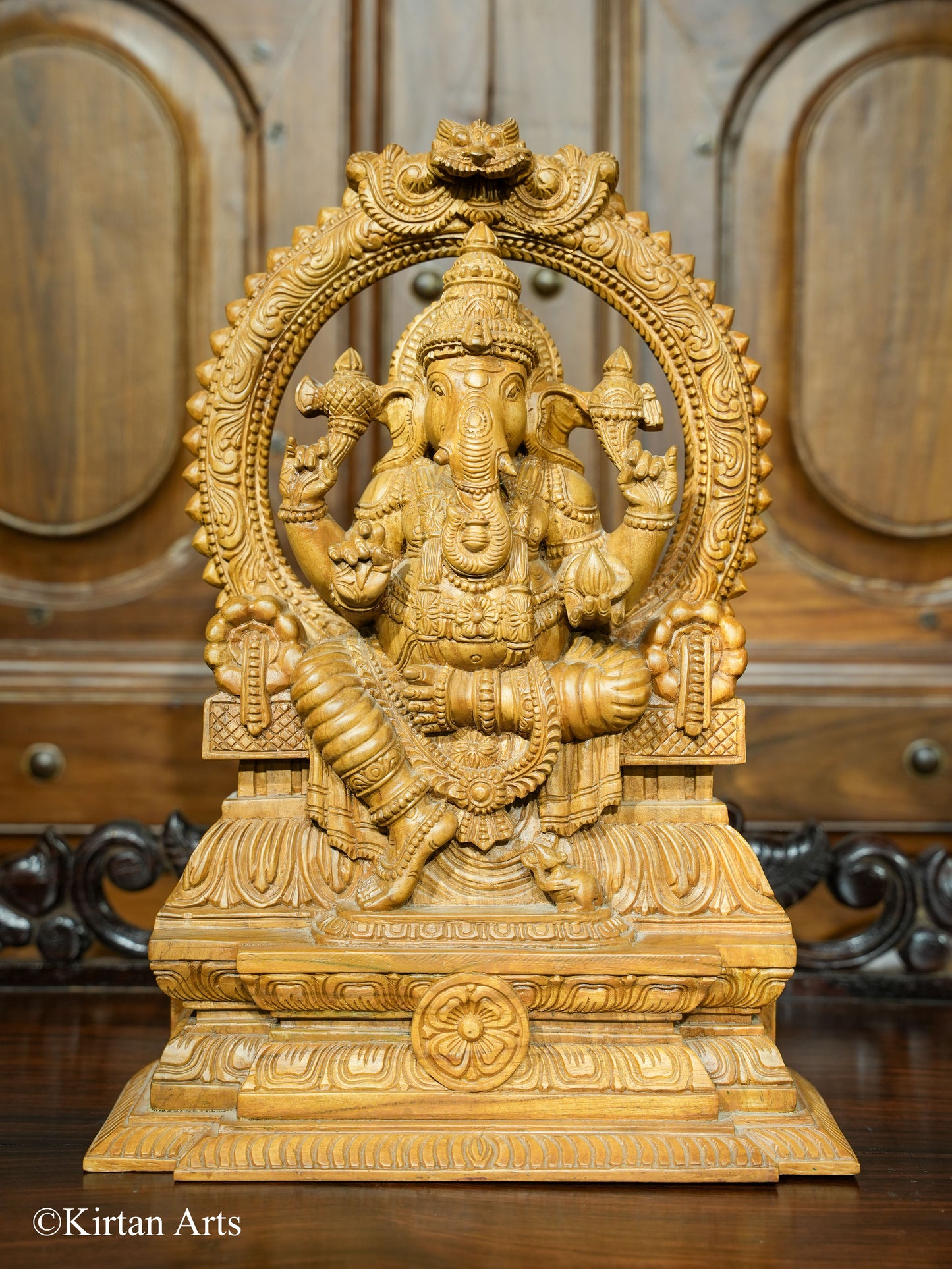 Teakwood Carved Ganesha (RajaGanapathy) 16"