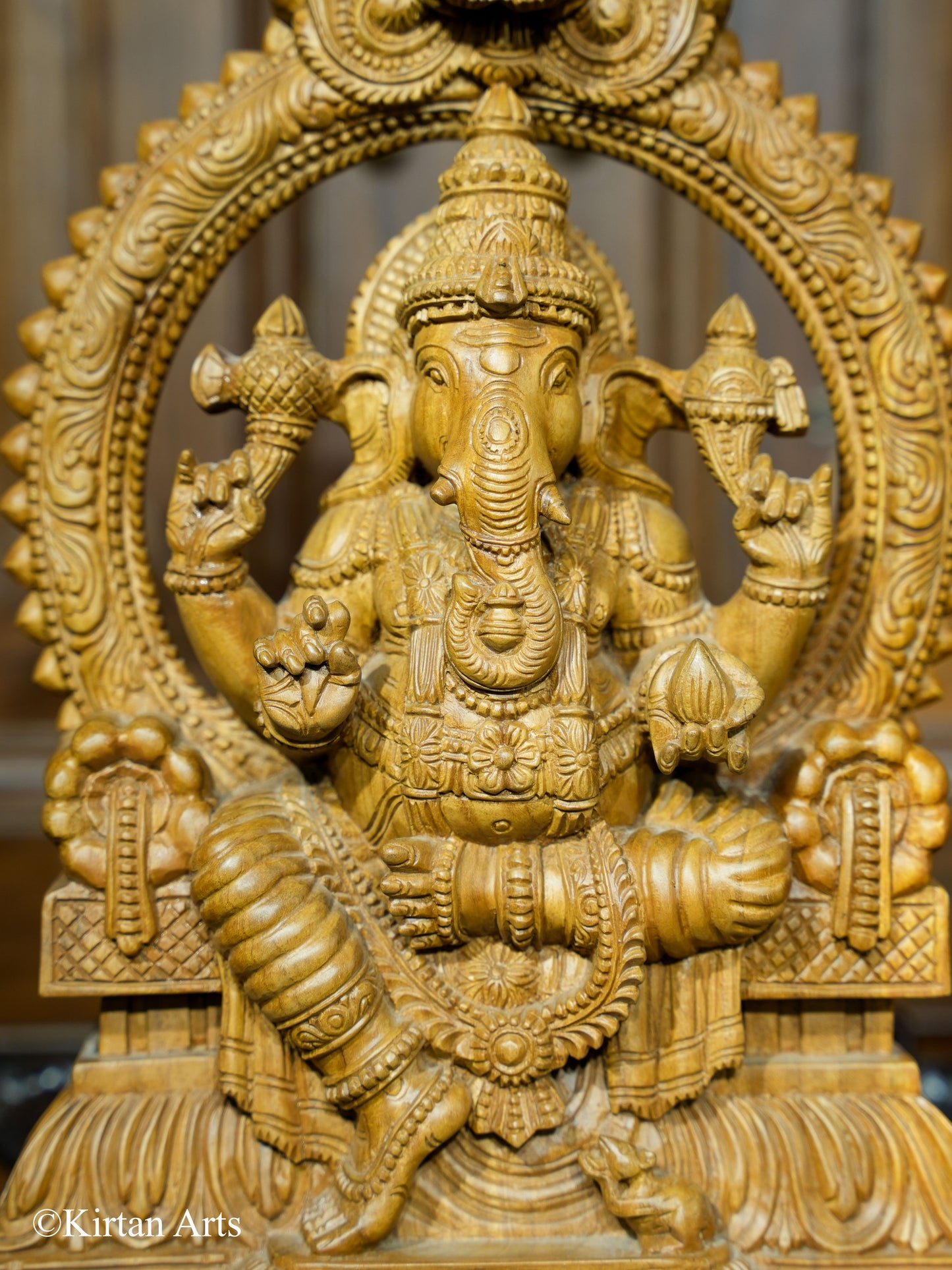 Teakwood Carved Ganesha (RajaGanapathy) 16"