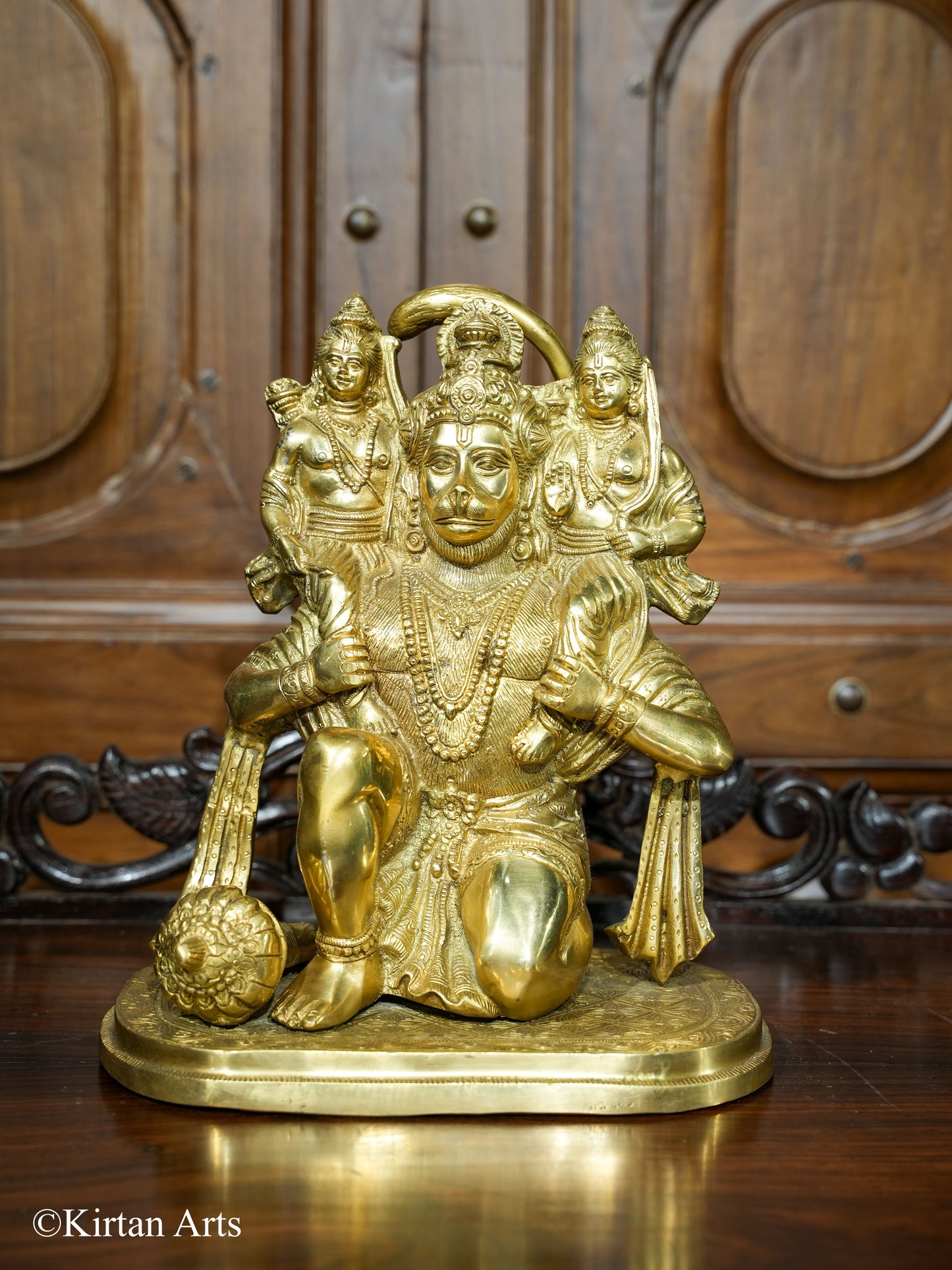 Lord Hanuman Ram Lakshman 12" Gold Color
