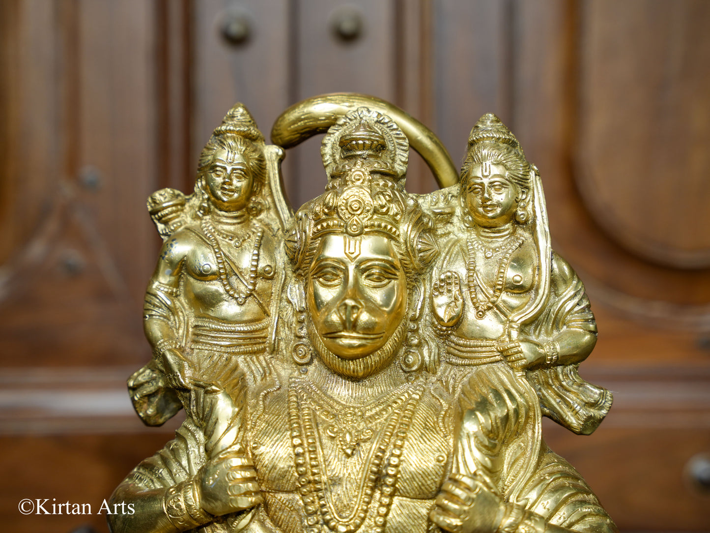 Lord Hanuman Ram Lakshman 12" Gold Color