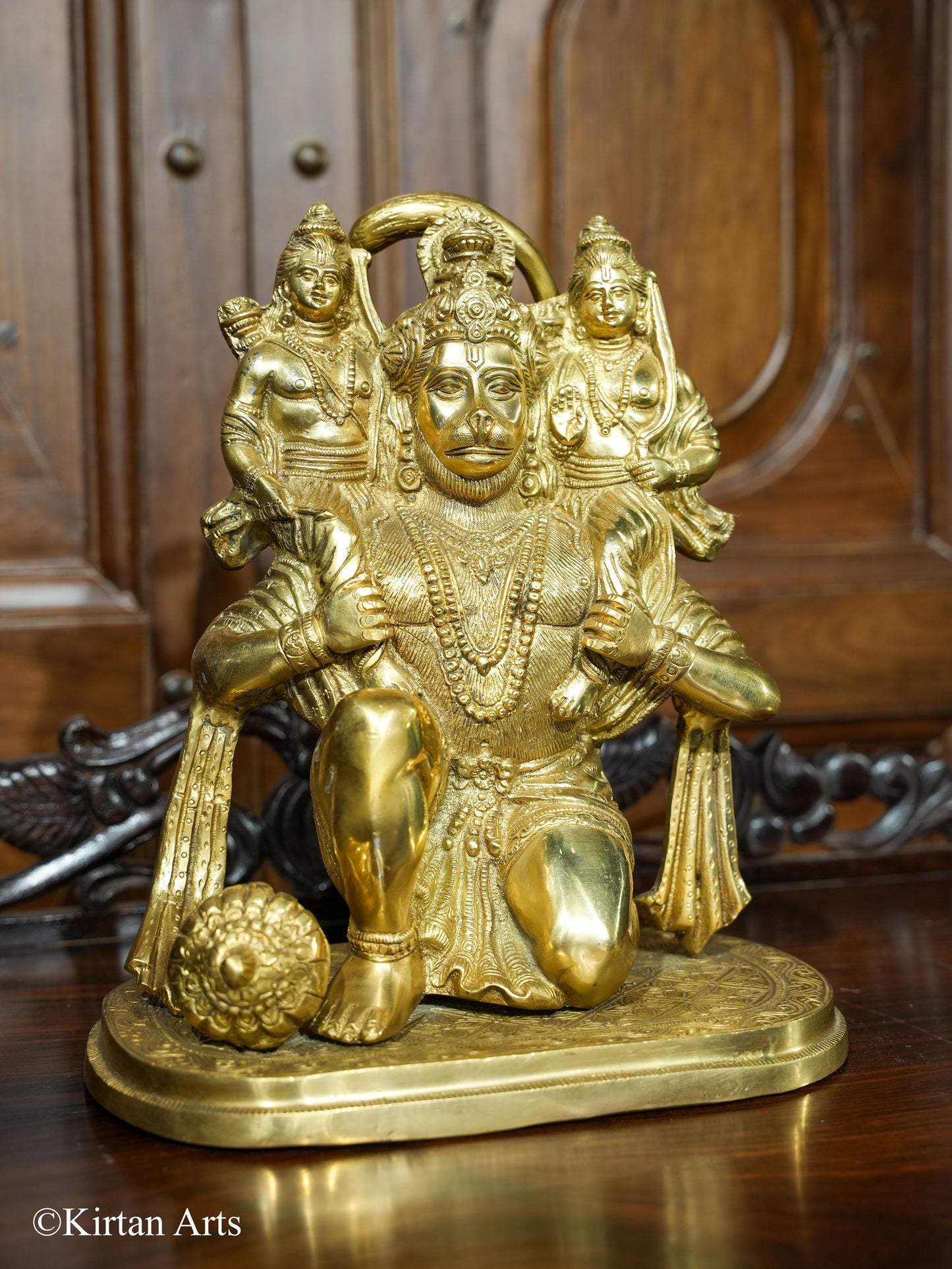 Lord Hanuman Ram Lakshman 12" Gold Color