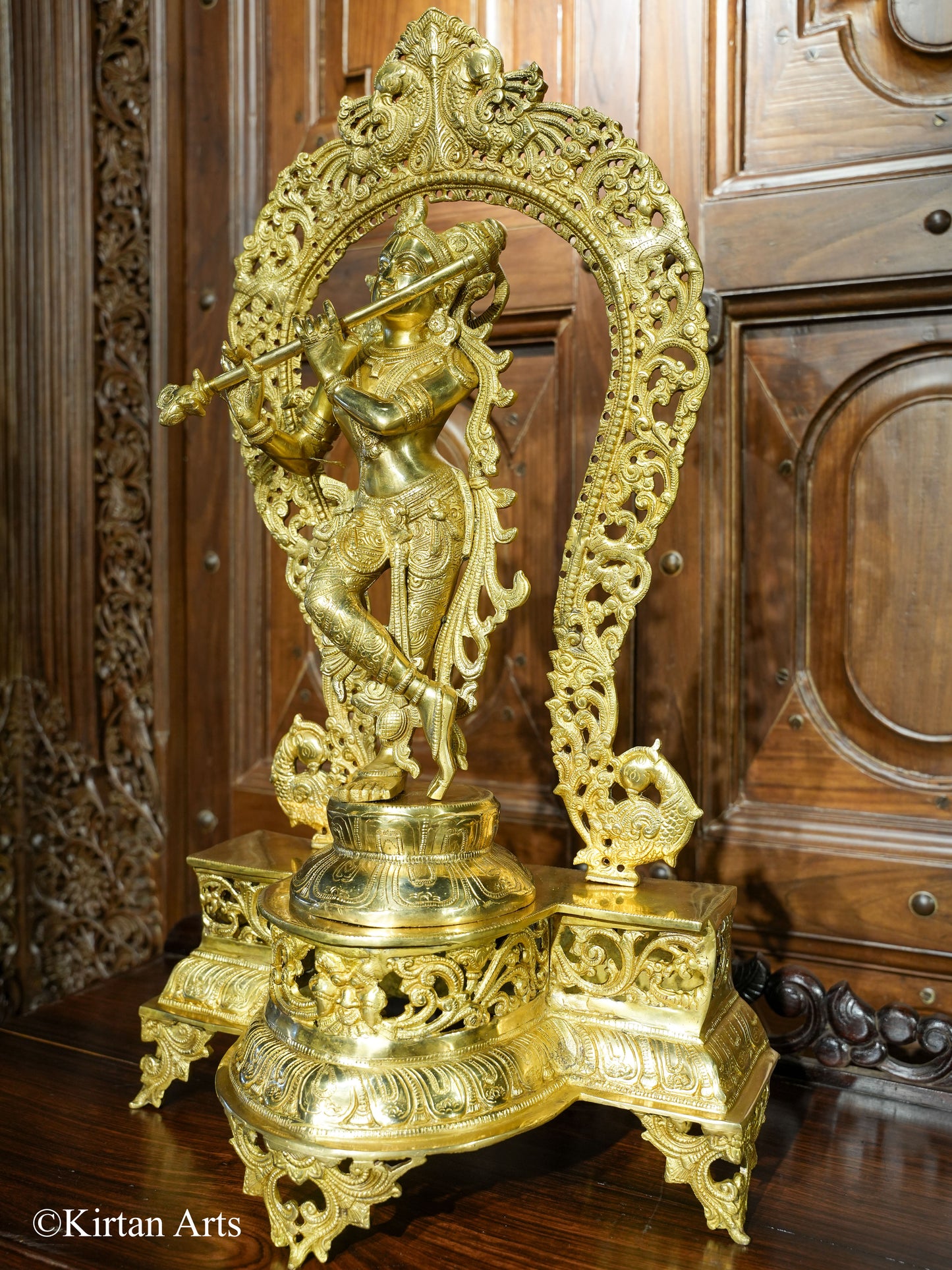 Brass Lord Krishna with Prabhavali 29"