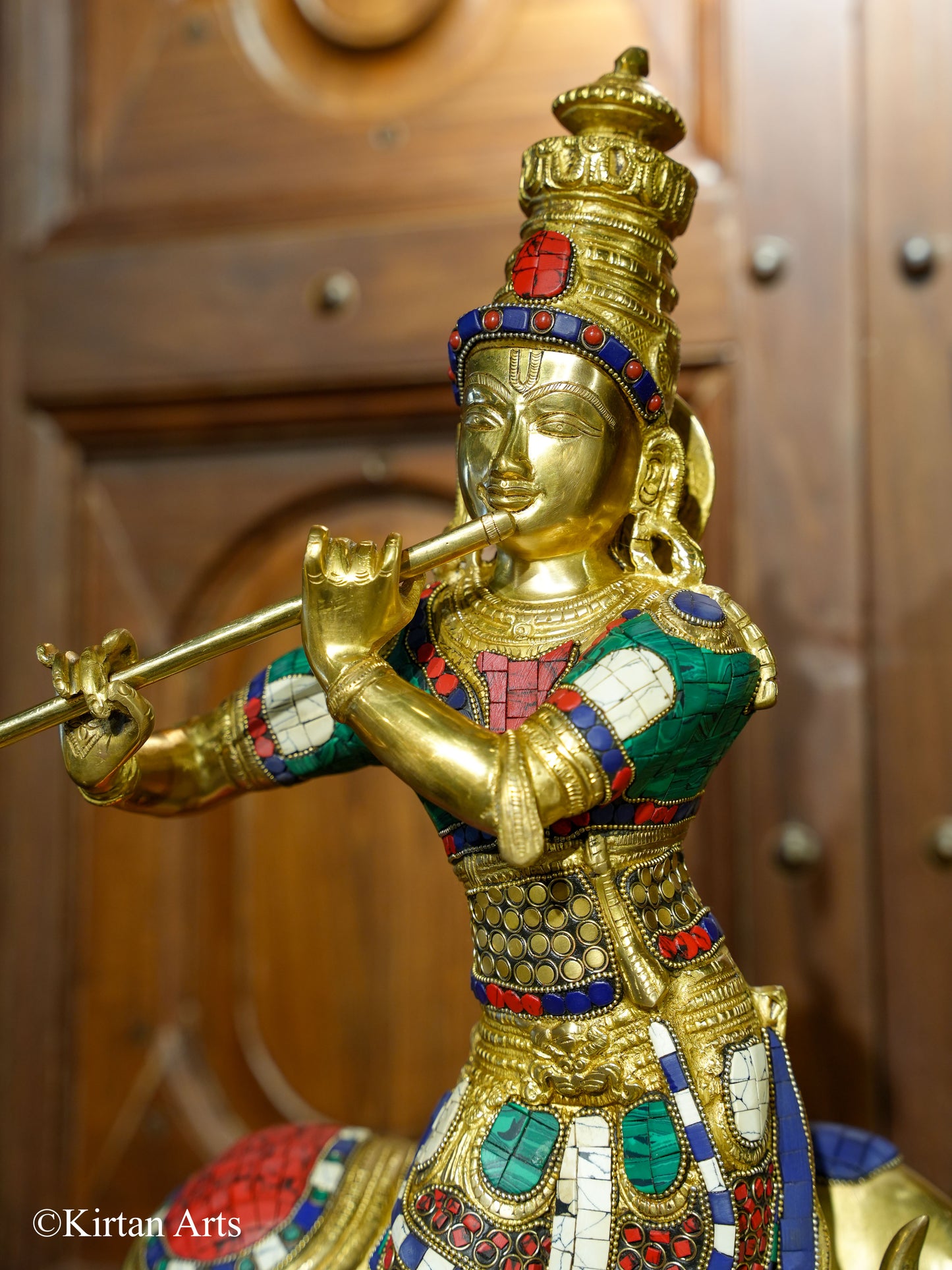 Brass Cow Krishna Stonework Fine Brass 25"