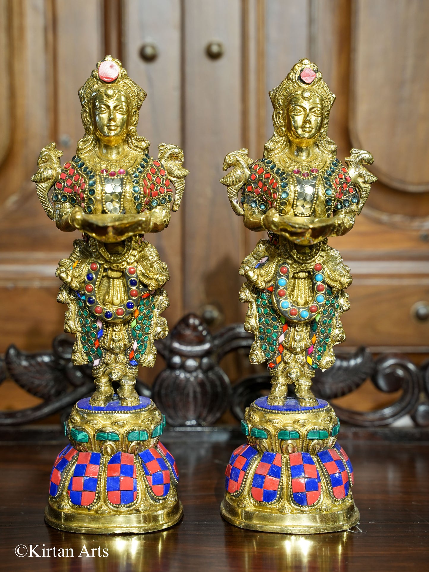 Brass Deep Lakshmi Stonework 12.5"