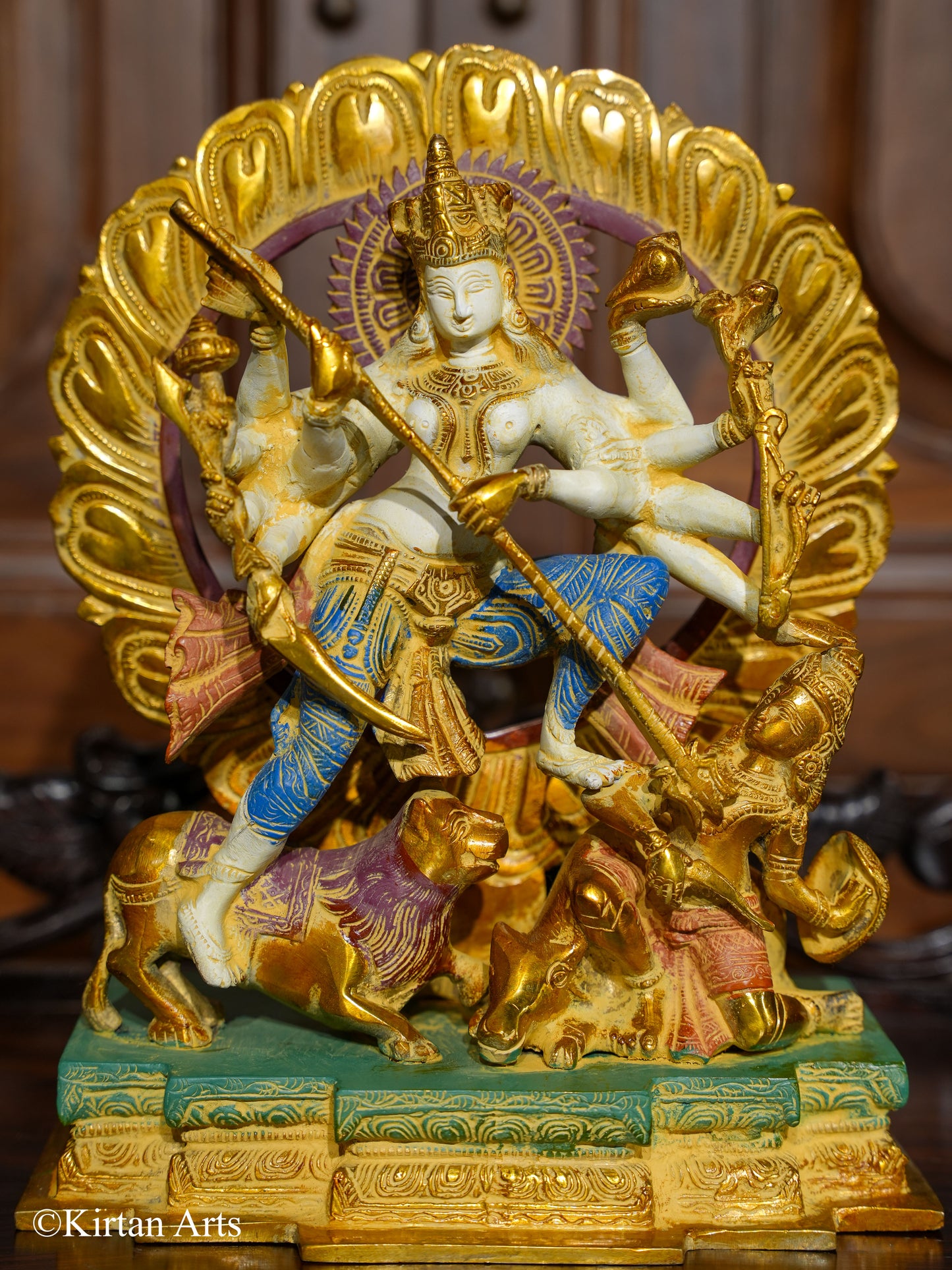 Mahisasur Mardini Durga Brass Idol 12"