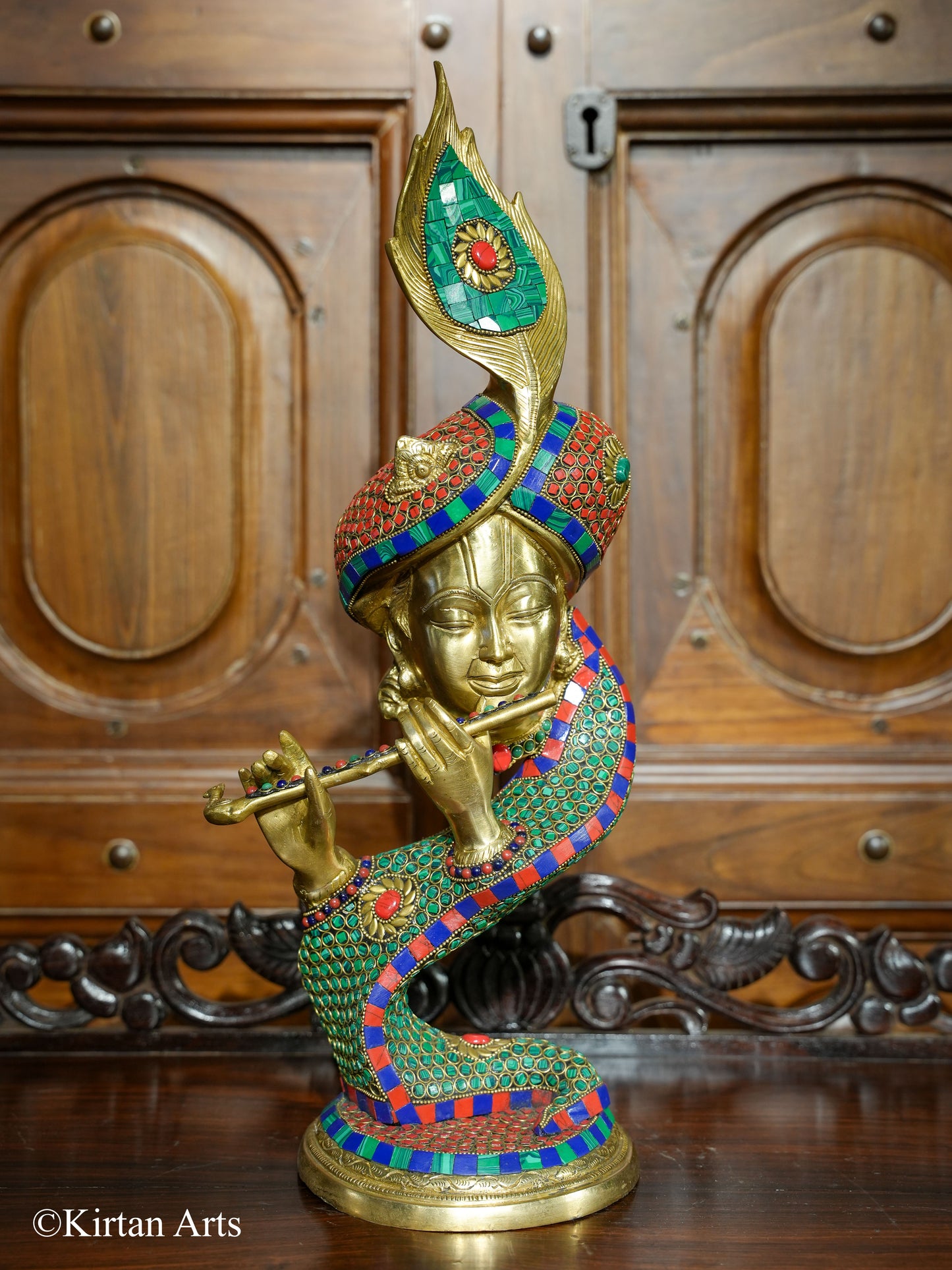 Brass Lord Krishna Bust 21"