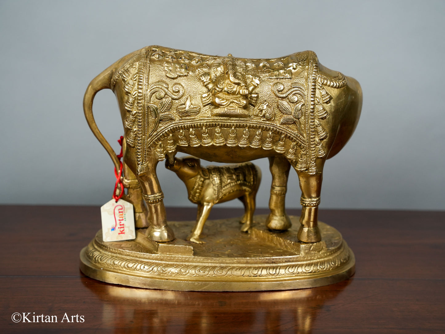 Brass Cow with Calf (Kamdhenu) 10.5"