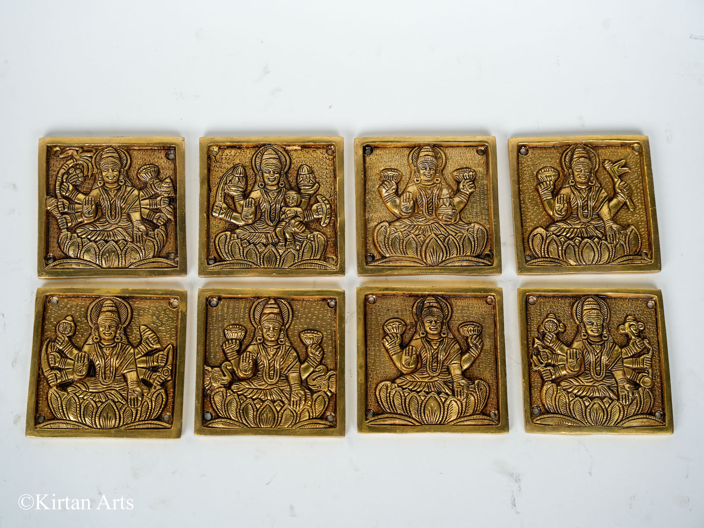 Ashtalakshmi Brass Plates Set 4x4 Inches