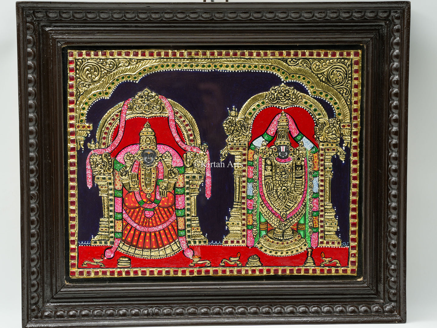 Tirupati Balaji and Padmavati Tanjore Painting 18x15