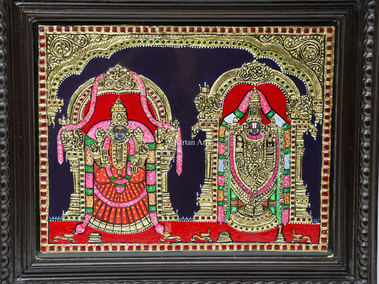 Tirupati Balaji and Padmavati Tanjore Painting 18x15