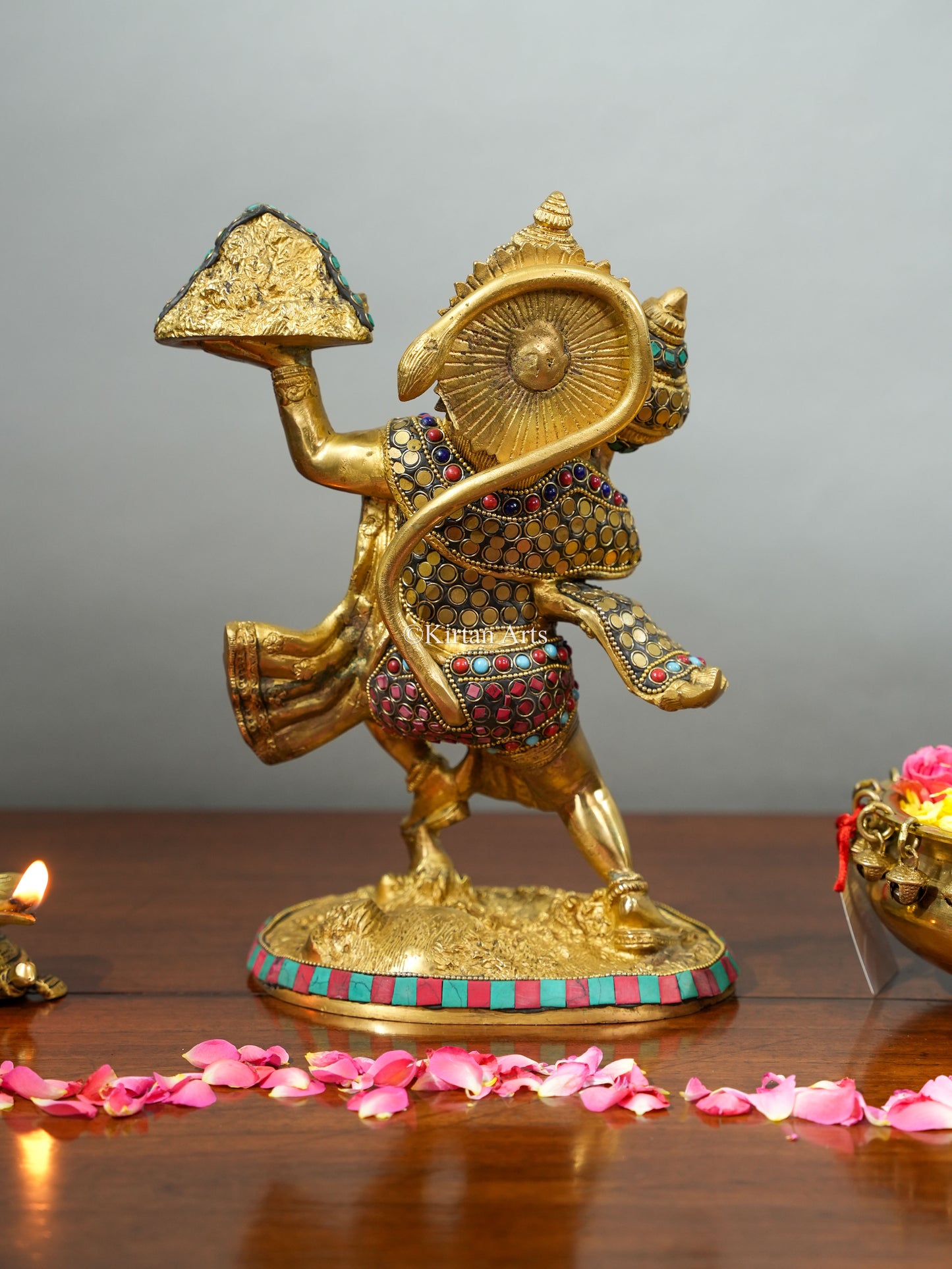 Brass Lord Hanuman Stonework 10"