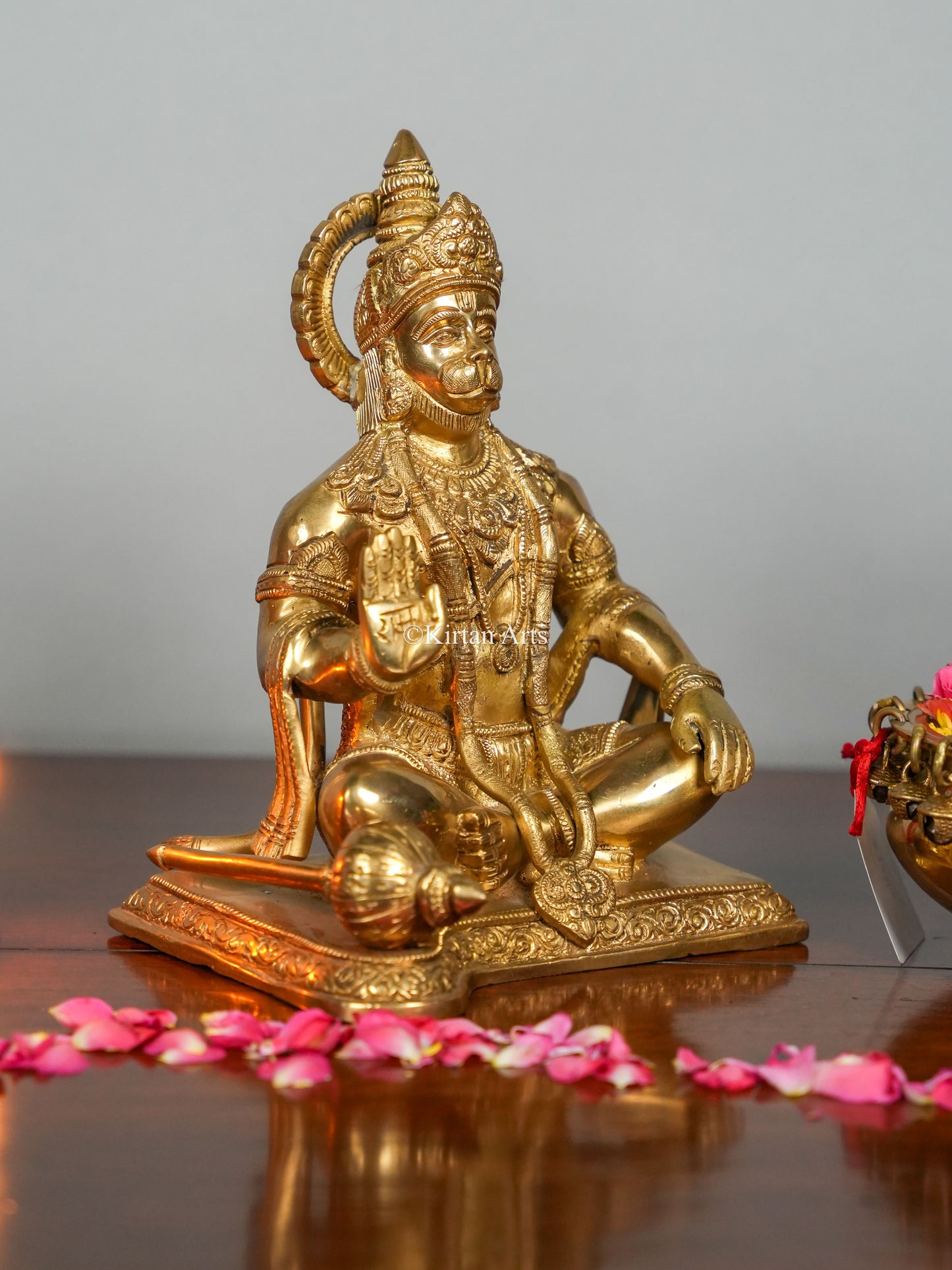Brass Lord Hanuman Sitting 9"