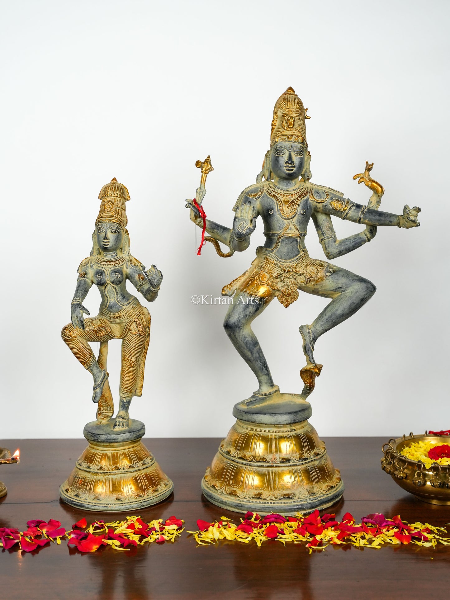 Brass Lord Shiva and Parvati | Antique Finish | 21.5"