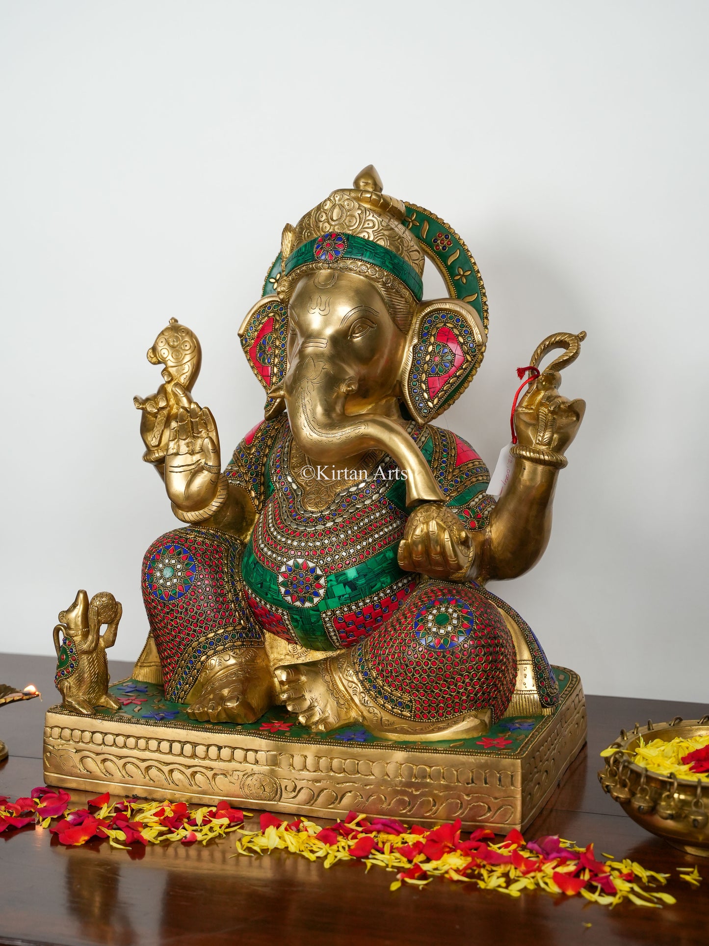 Brass Lord Ganesha | 20.5" | Stonework Finish