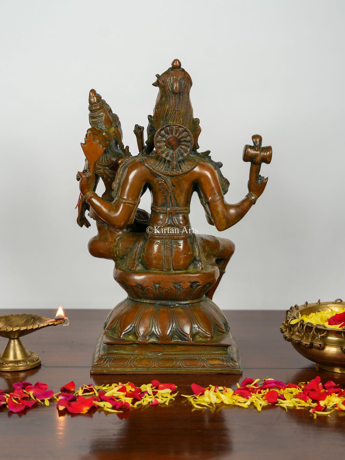 Brass Lord Shiva and Goddess Parvati Murti | 15" | Antique Bronze Finish