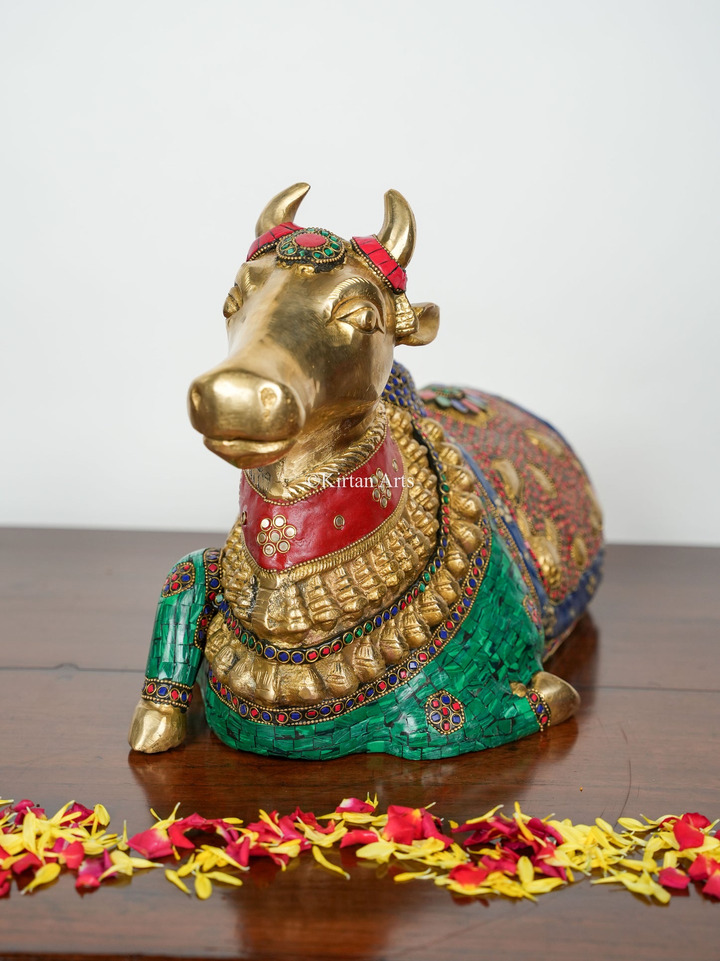 Handcrafted Brass Nandi | 21" | Stonework
