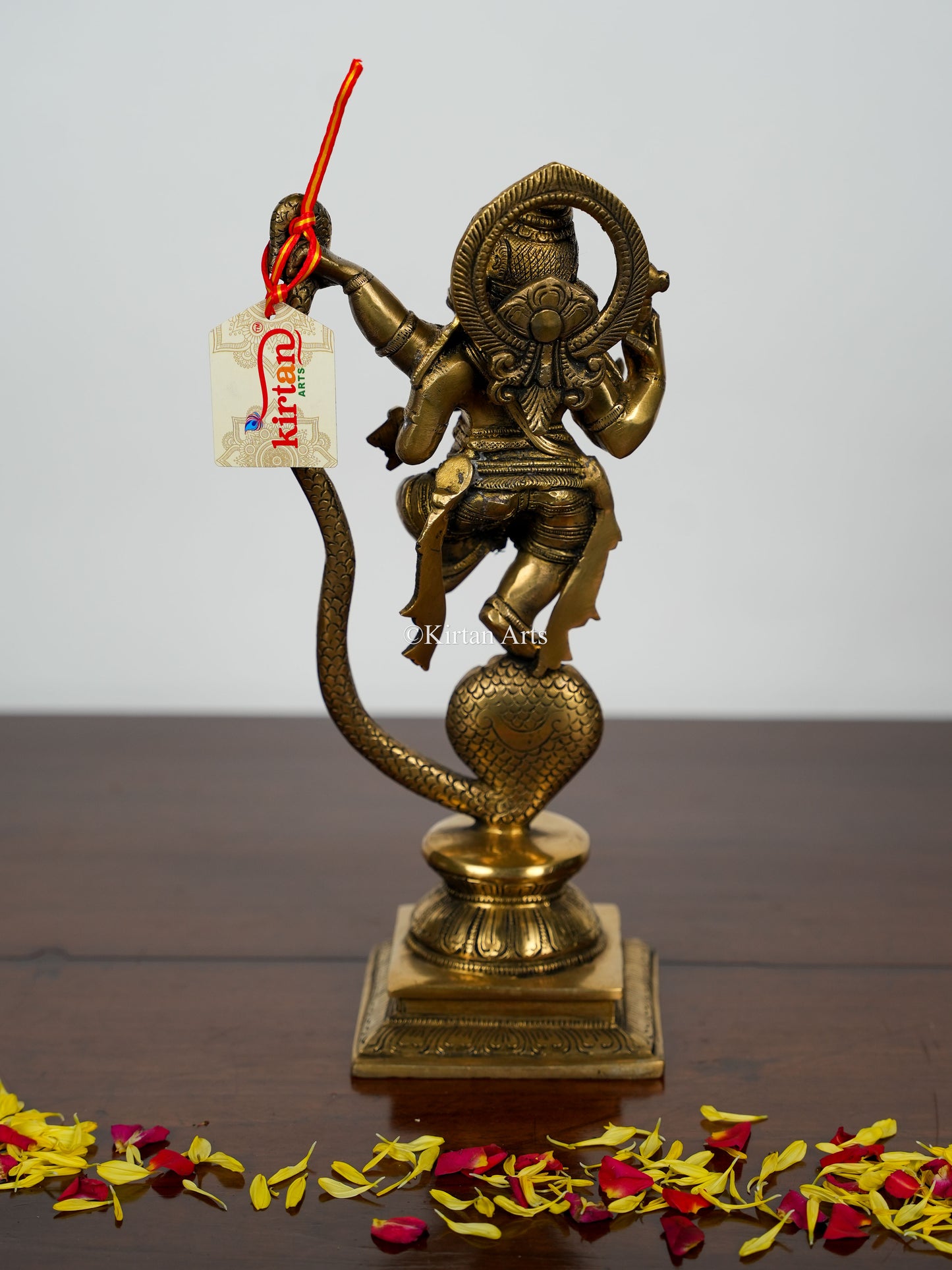 Brass Dancing Ganesha on Snake | 11" | Antique Finish