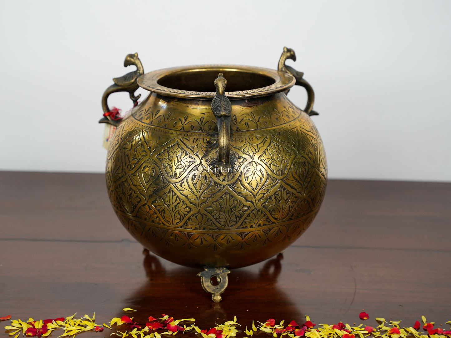 Carved Brass Planter/Pot | 18" | Antique Finish