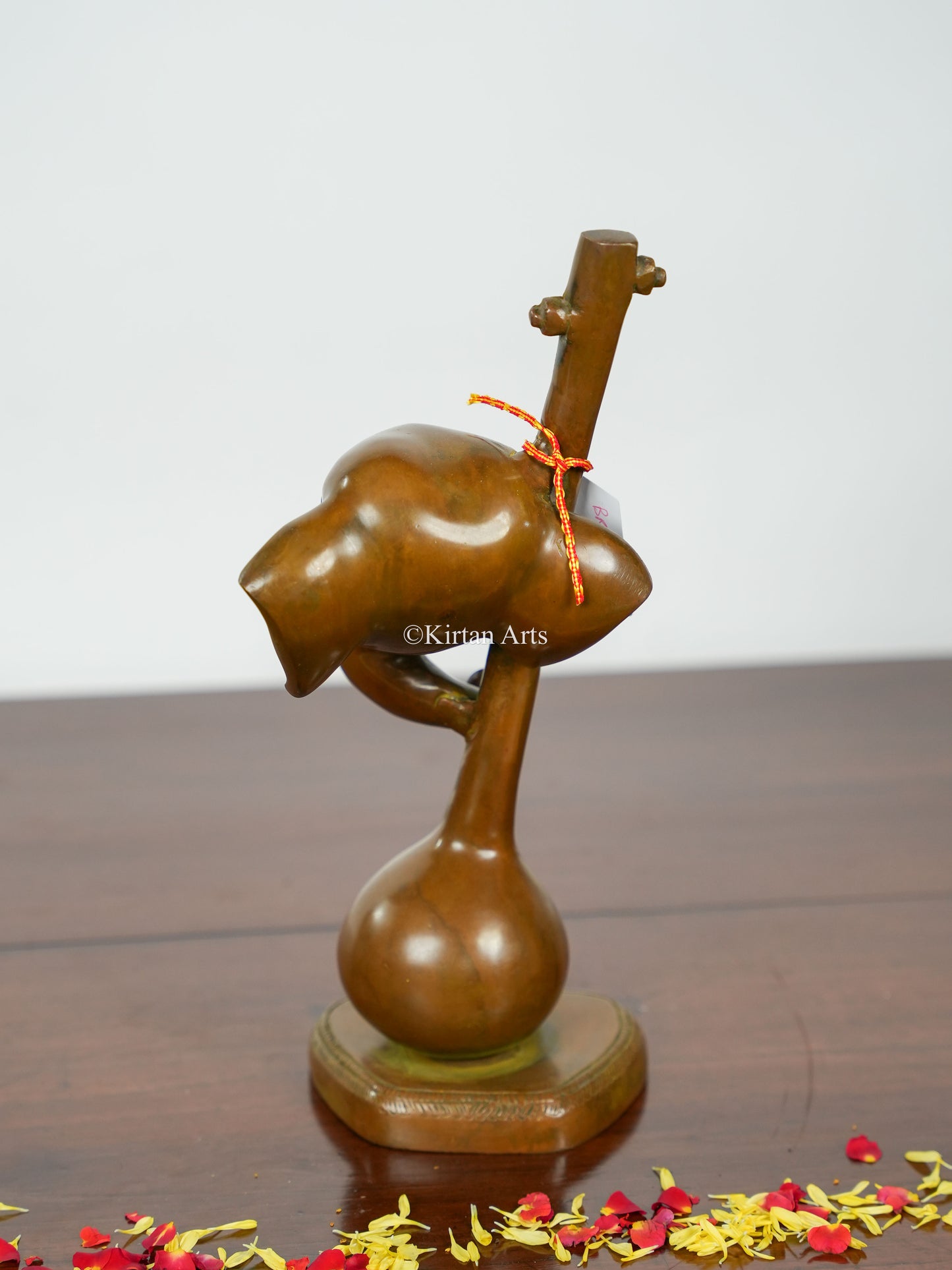 Brass Ganesha with Sitar | 12" | Bronze Finish