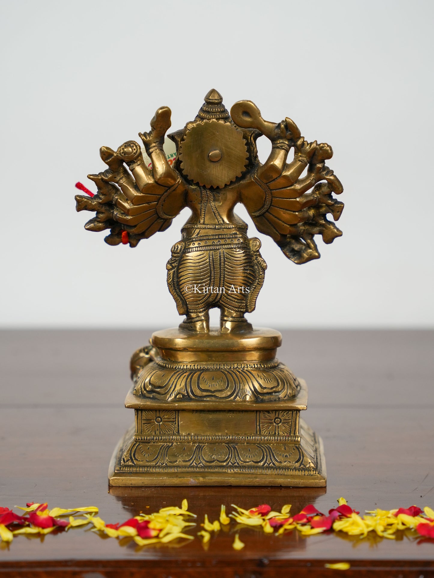 Brass Ganesha | 16 Hands | 8.5" | Antique Finish