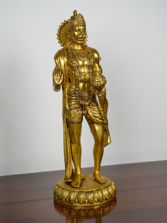 Pure Brass Lord Hanuman Standing | Bahubali Style | 23"