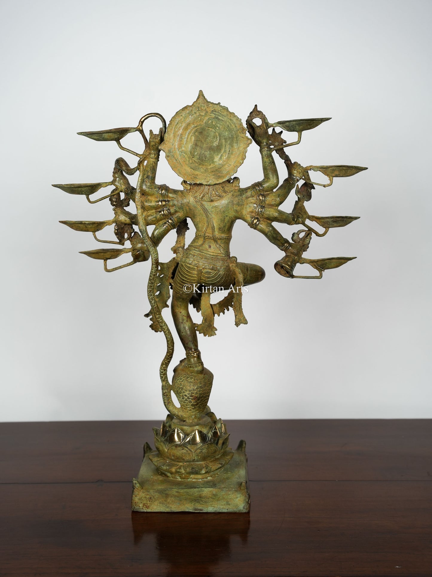 Lord Krishna on Kaliya Naag Sculpture | Balinese Bronze | 25"|