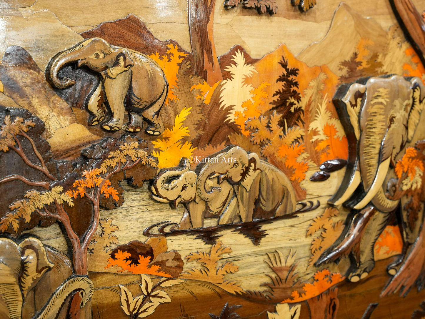 Rosewood Elephant Embossed Panel Artwork | 8x4 Ft