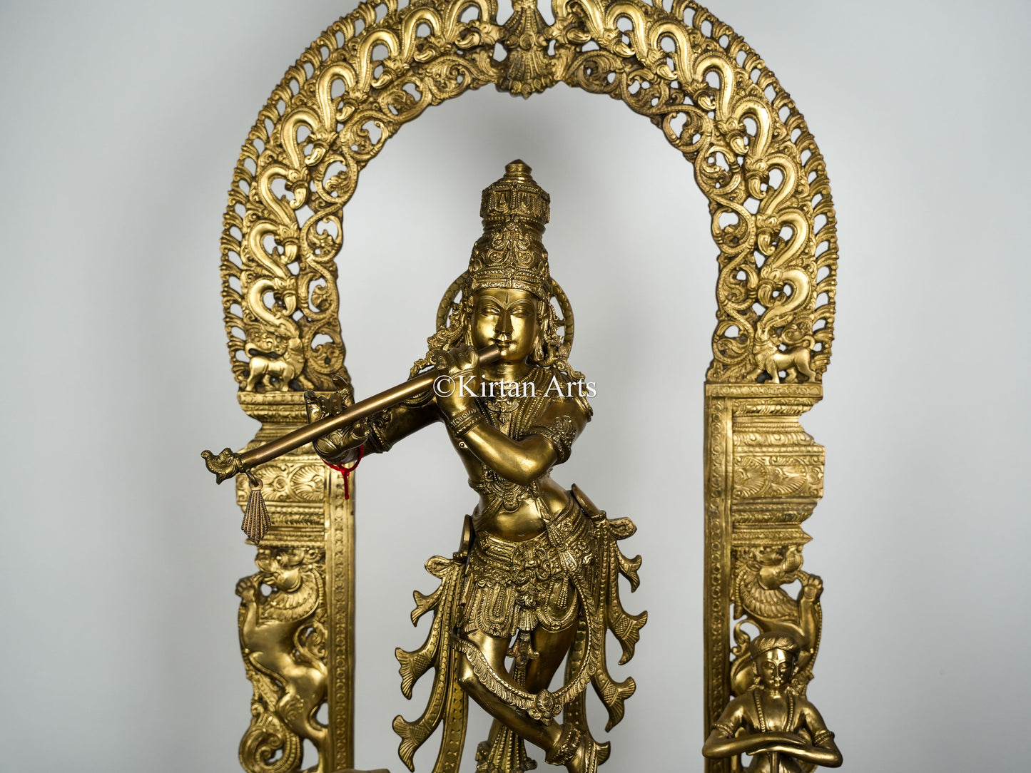 43" Large Bronze Lord Krishna with Prabhavali | Hoysala Art | 55kg
