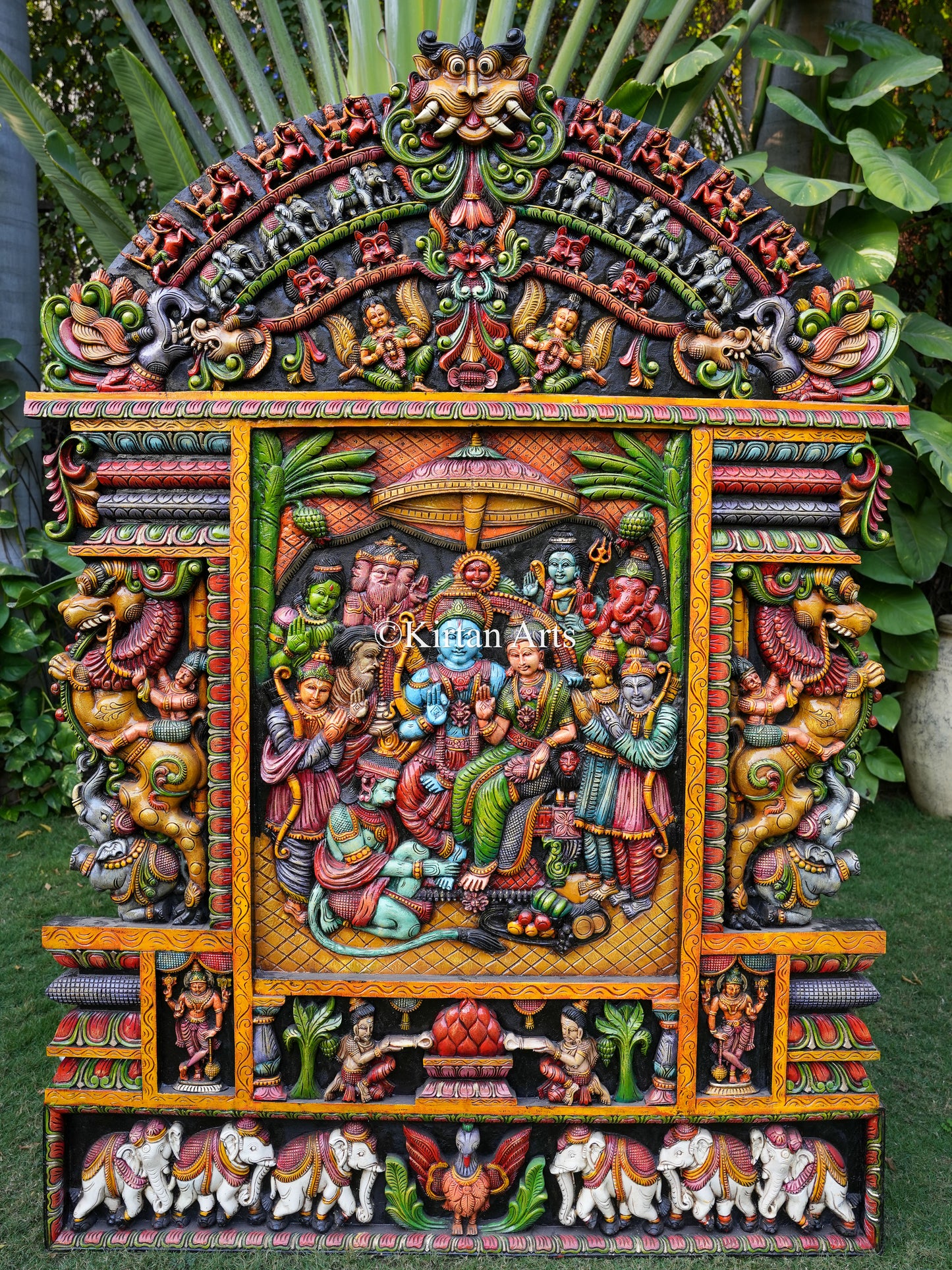 Ramar Pattabhishekam Wooden Panel | Festive Colors | 7x5 ft