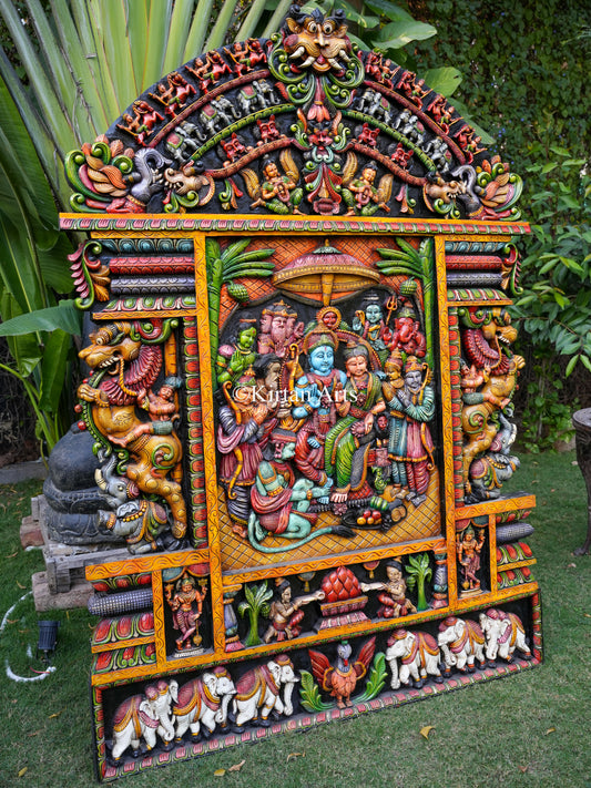 Ramar Pattabhishekam Wooden Panel | Festive Colors | 7x5 ft