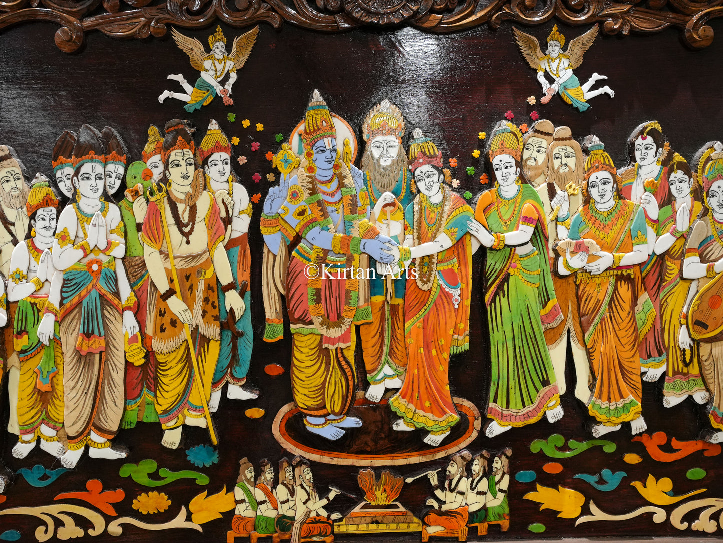 Srinivasa Kalyanam Rosewood Panel | 8x4 ft | 3D Embossed
