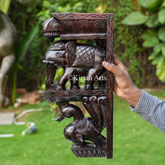 18" Hand-Carved Elephant Annapakshi Wall Bracket