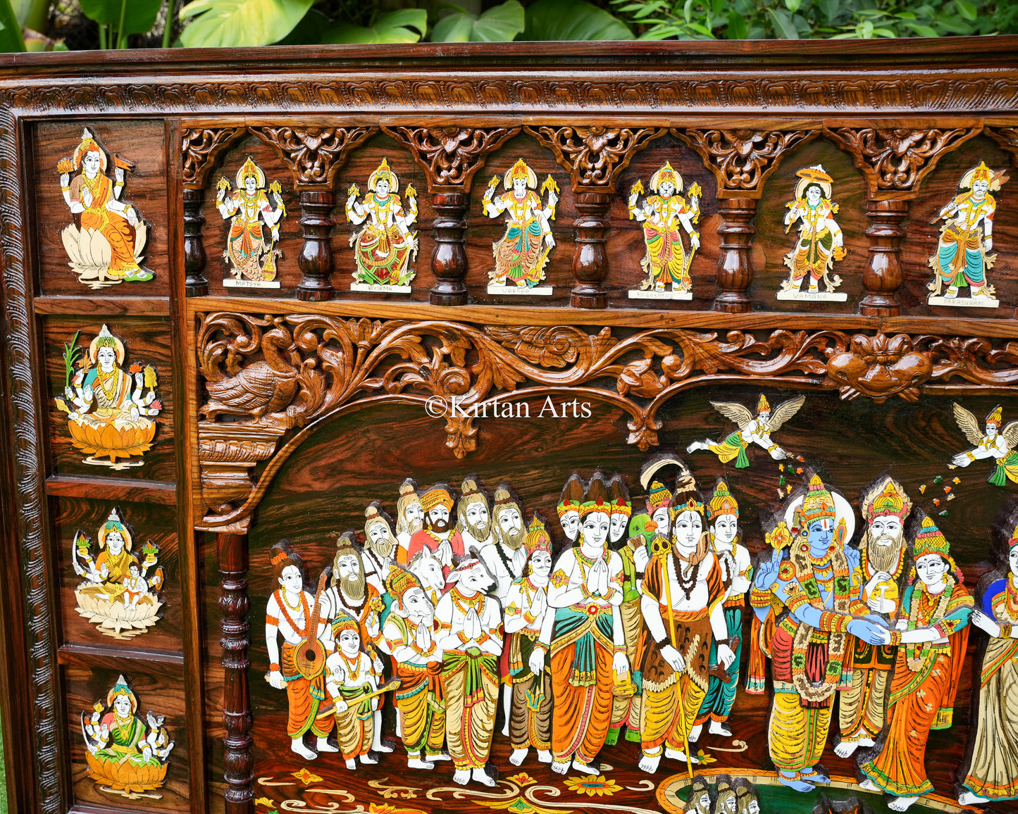 Grand 8ft Rosewood Srinivasa Kalyanam Panel – Hand-Carved Heritage Masterpiece with Dasavatar & Ashtalakshmi