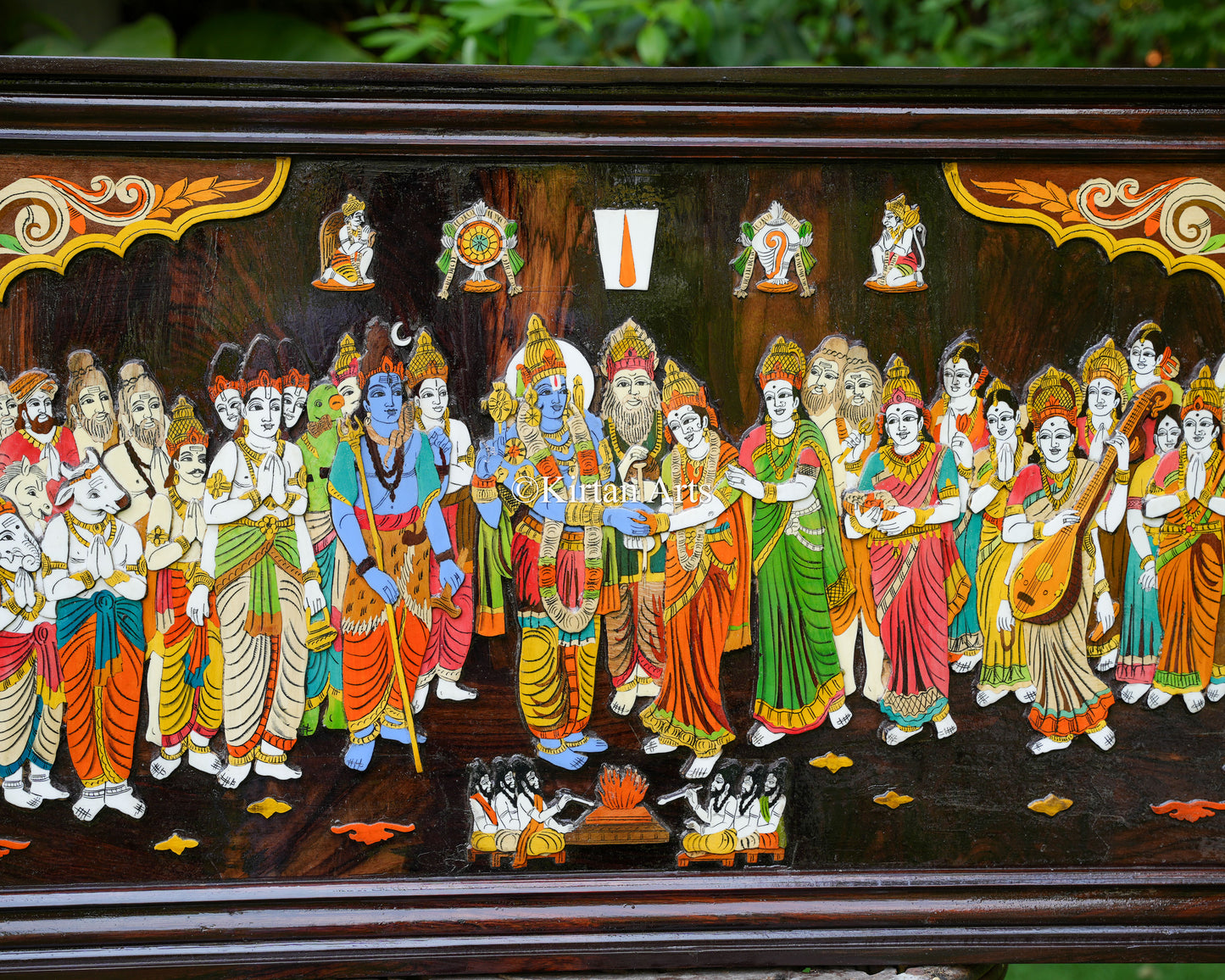Grand 4ft Rosewood Srinivasa Kalyanam Panel | 3D Embossed Artwork