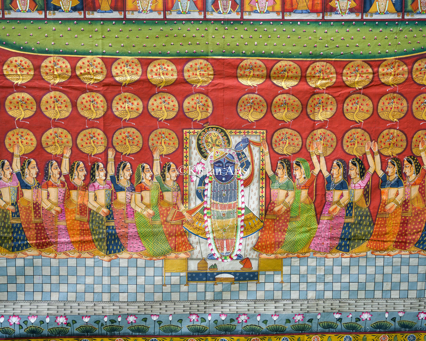 Grand 6ft x 4ft Shrinathji Raas Leela Pichwai – Hand-Painted Heritage Textile