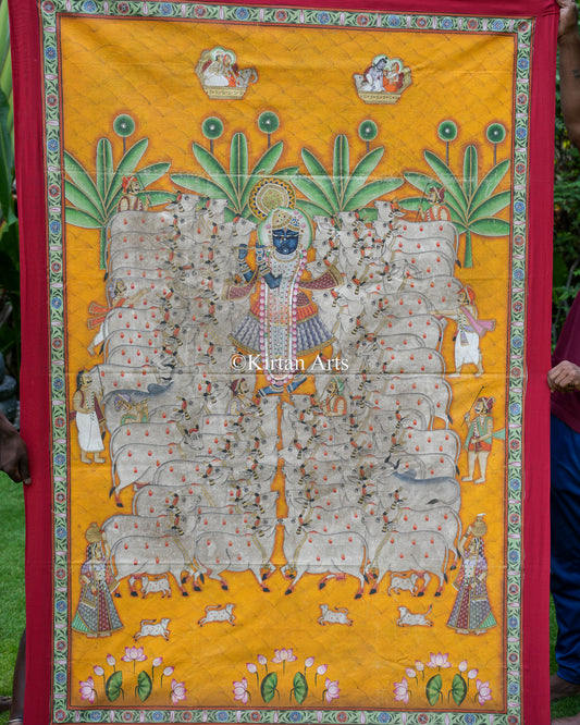Shrinathji Gopashtami Pichwai | Antique Finish | 6x4 ft