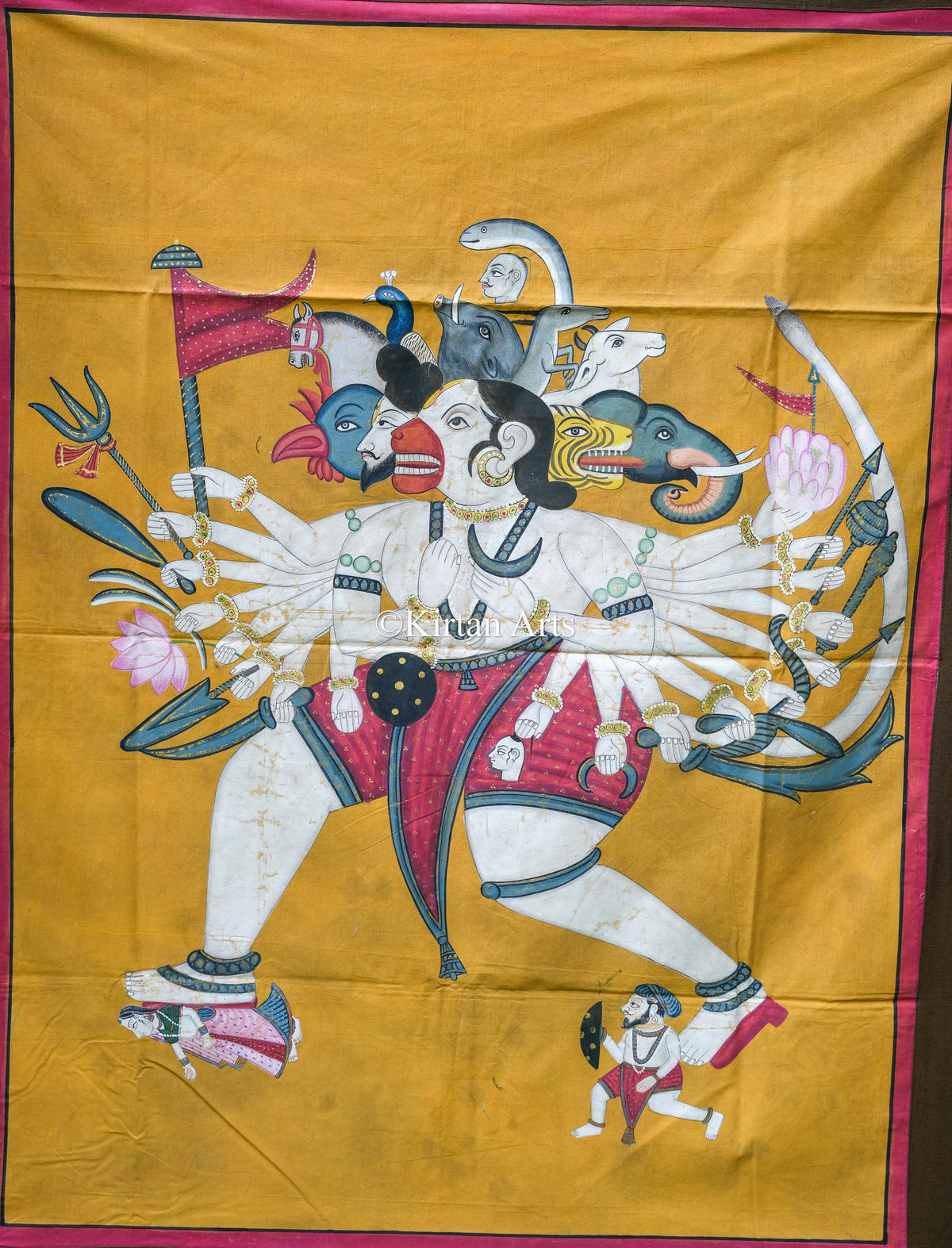 4ft x 3ft Vishwaroopam Hanuman – Hand-Painted Traditional Narrative Folk Art