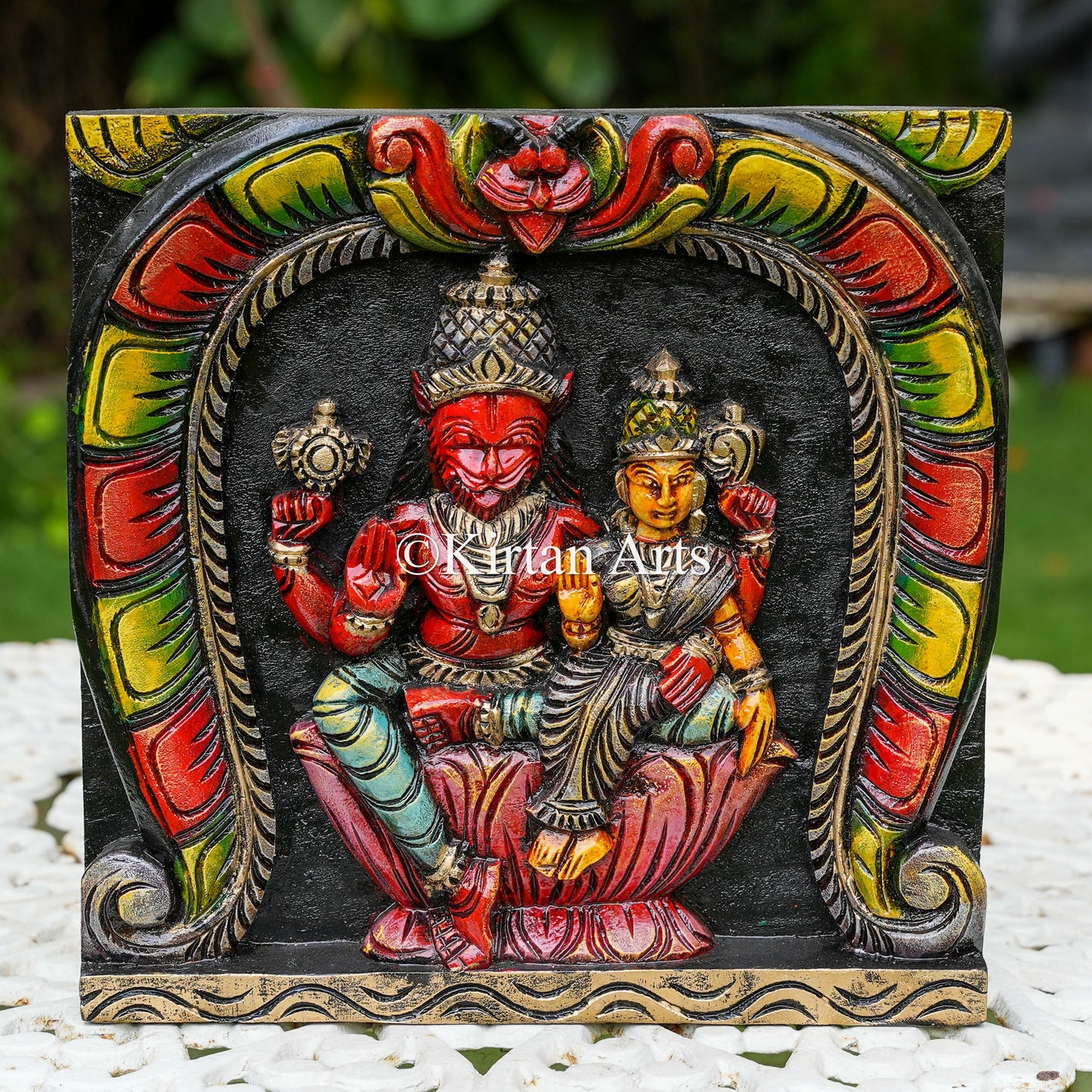 12" Hand-Carved Lakshmi Narasimha Panel