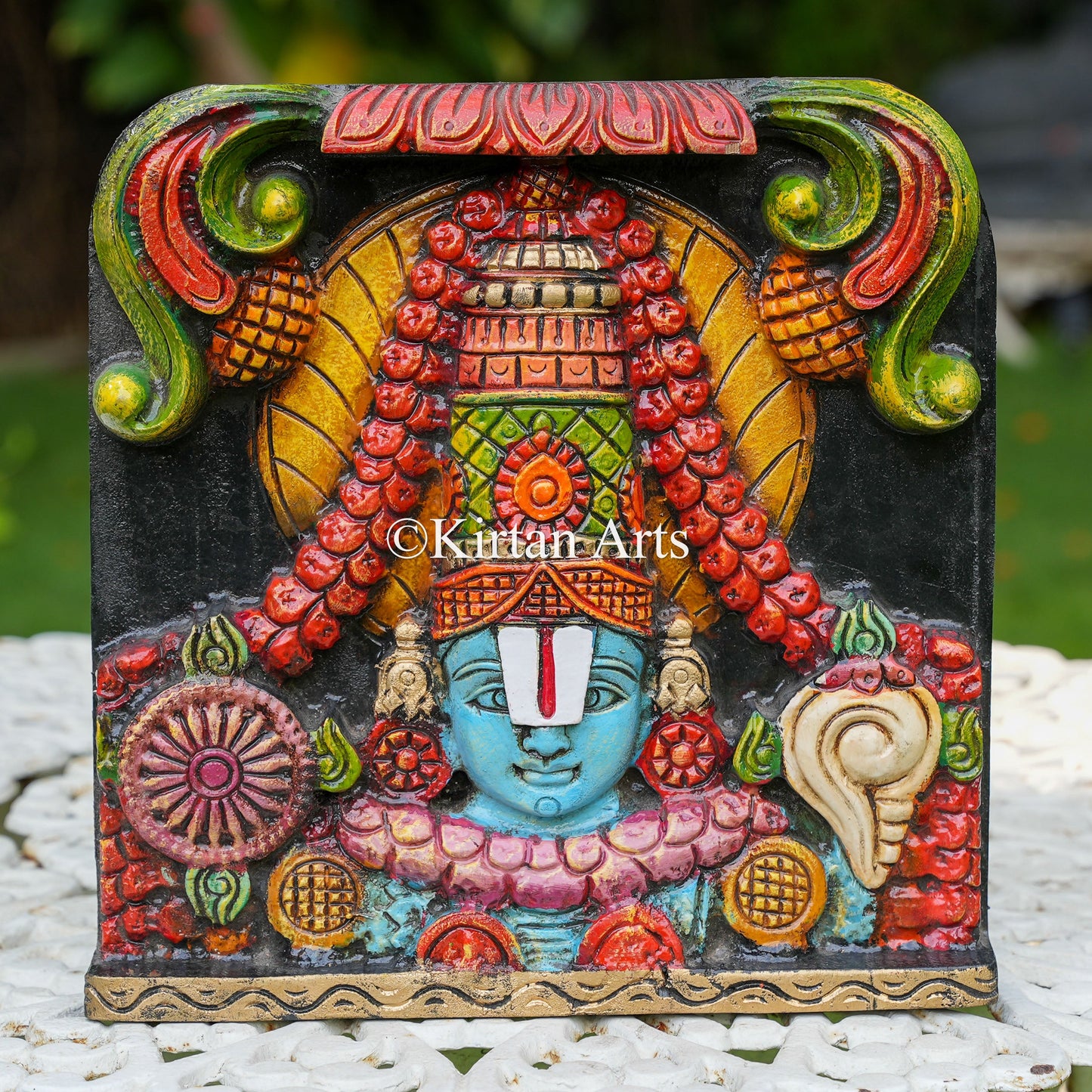12" Hand-Carved Lord Venkateswara Face Panel