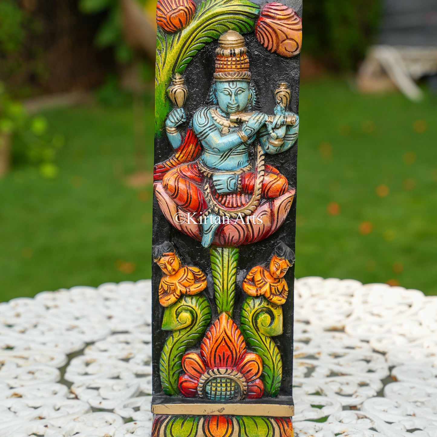 18" Hand-Carved Venugopala Krishna Panel