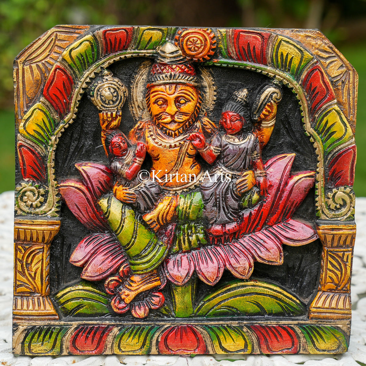 12" Hand-Carved Lakshmi Narasimha Panel