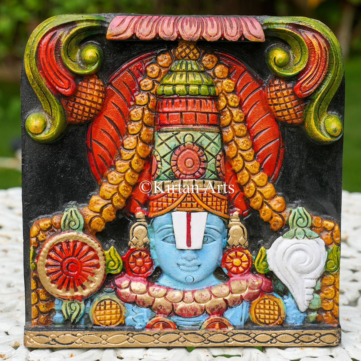 12" Hand-Carved Lord Venkateswara Face Panel